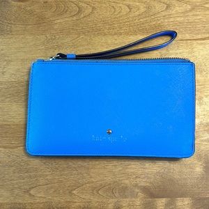 Kate Spade blue wristlet with wallet compartments